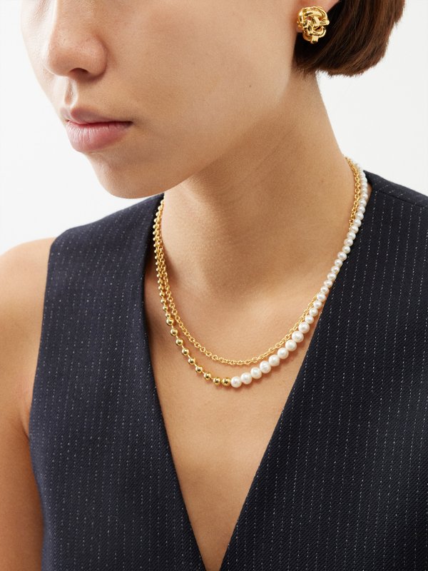 Completedworks Double chain pearl & 18kt gold-vermeil necklace