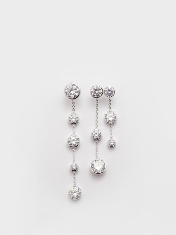 Completedworks Mismatched crystal & rhodium-plated earrings