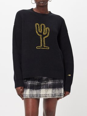 Bella Freud Cactus-embroidered wool-blend sweater