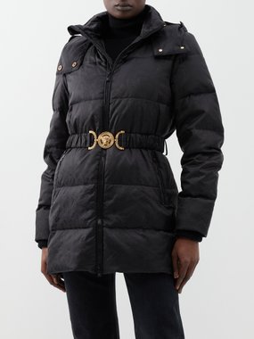 Versace Barocco-jacquard belted padded coat