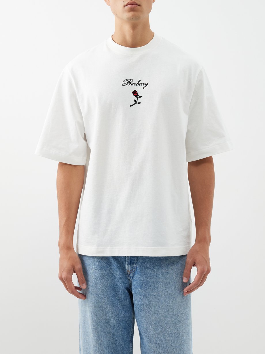 Burberry Logo-embroidered cotton-jersey T-shirt