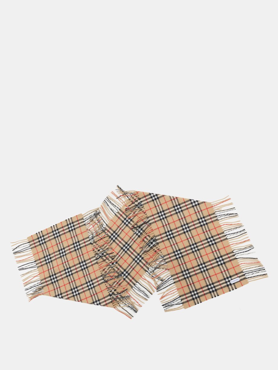 Burberry Vintage check fringe-trim cashmere scarf