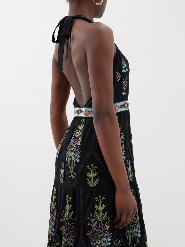 Emporio Sirenuse Clelia Agra-embroidered mesh maxi dress