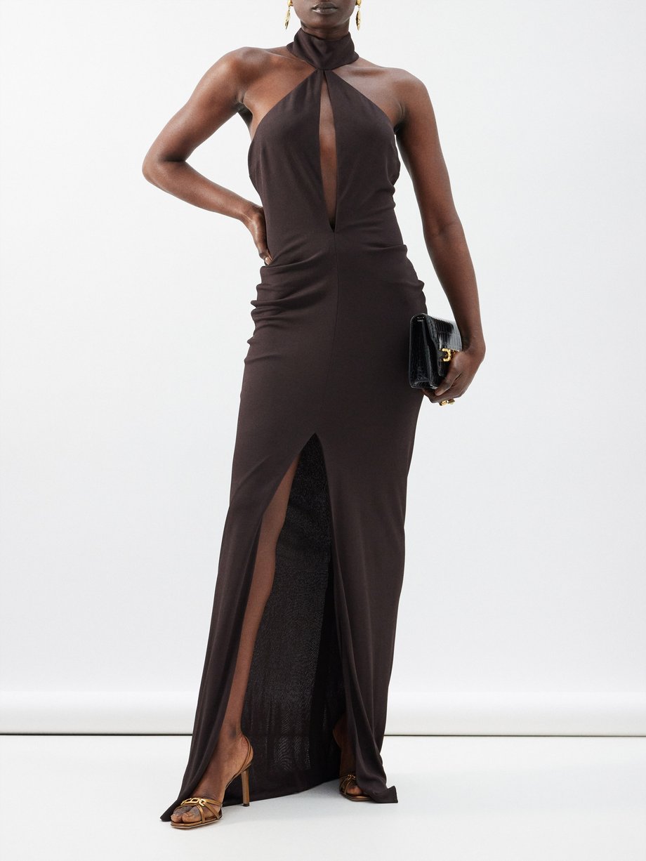 Tom Ford Halterneck keyhole-cutout jersey gown