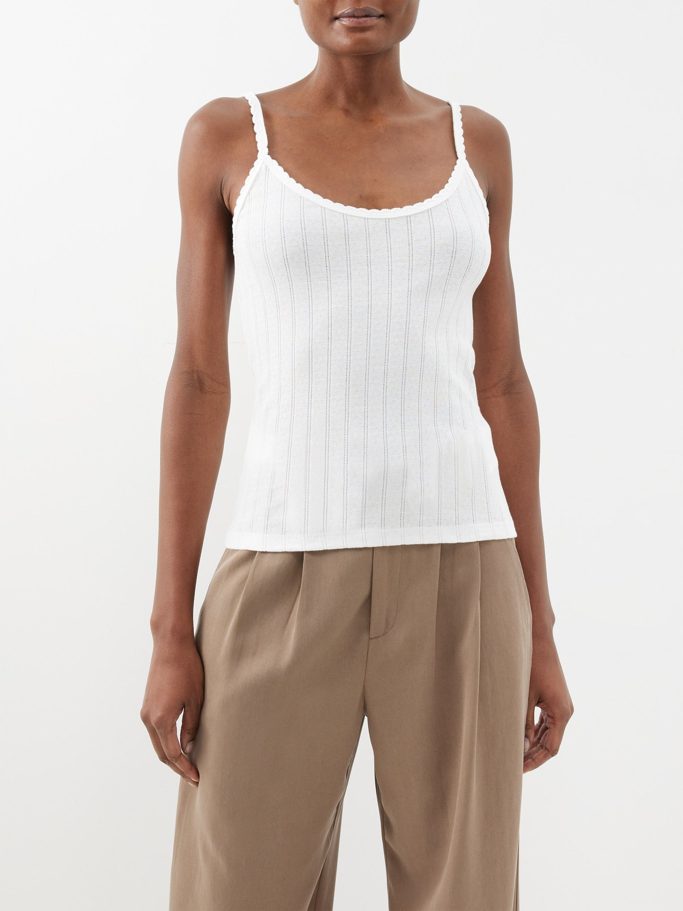 Women's - Essential Pointelle Tank Top in Off White
