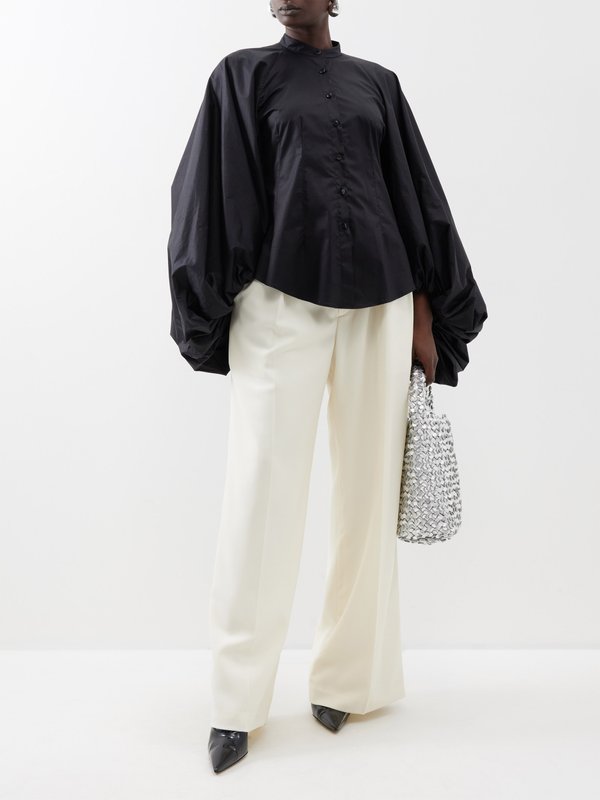 Palmer//harding Dreaming balloon-sleeve cotton-blend blouse