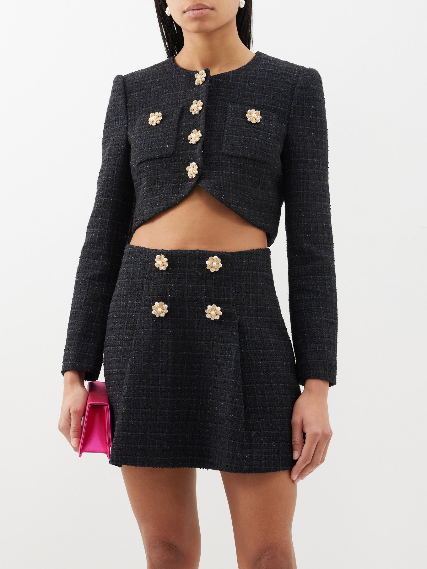 Cropped bouclé-tweed jacket | Self-Portrait