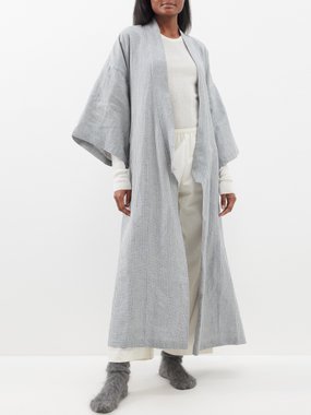 Deiji Studios 02 checked belted linen robe