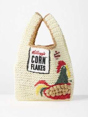 Anya Hindmarch Corn Flakes woven-paper tote bag