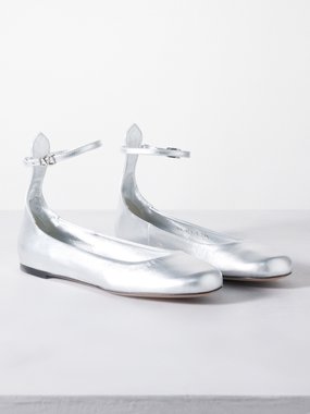 Valentino Garavani Tan-Go metallic-leather ballet flats