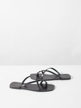 The Row Link topstitched leather sandals