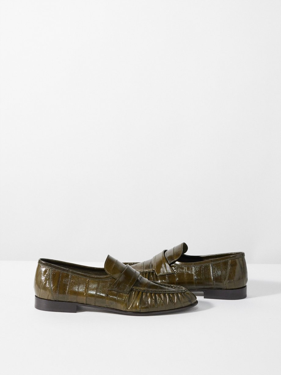 The Row Gathered eel-leather loafers