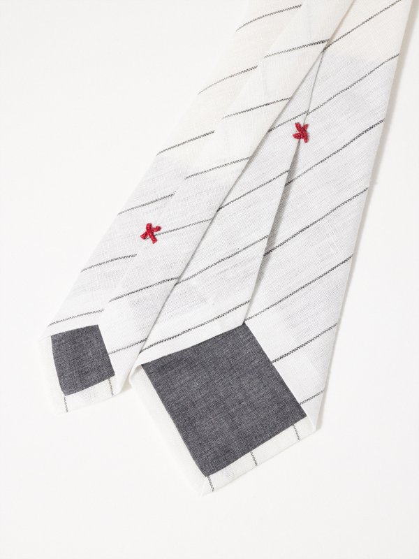Brunello Cucinelli Striped-linen tie