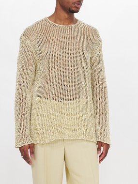 Jil Sander Crew-neck crochet-knit cotton sweater