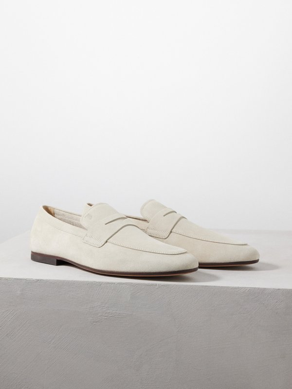 Tod's Cuoio almond-toe suede loafers