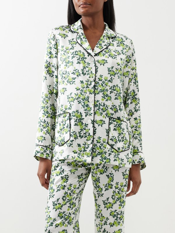 Emilia Wickstead Anya floral-print silk-satin pyjama shirt