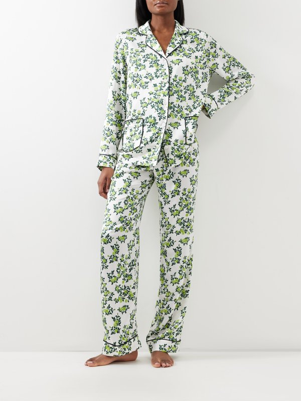 Emilia Wickstead Anya floral-print silk-satin pyjama shirt
