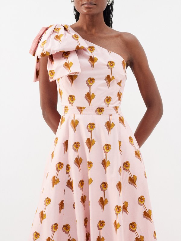 Giambattista Valli Floral-print one-shoulder cotton-poplin maxi dress