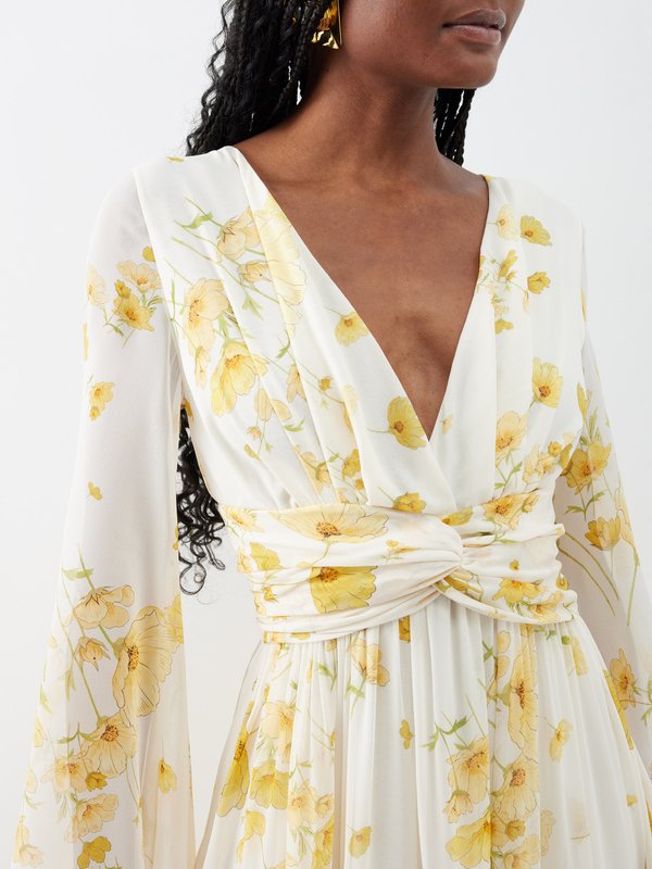 Giambattista Valli Floral-print V-neck silk-georgette gown