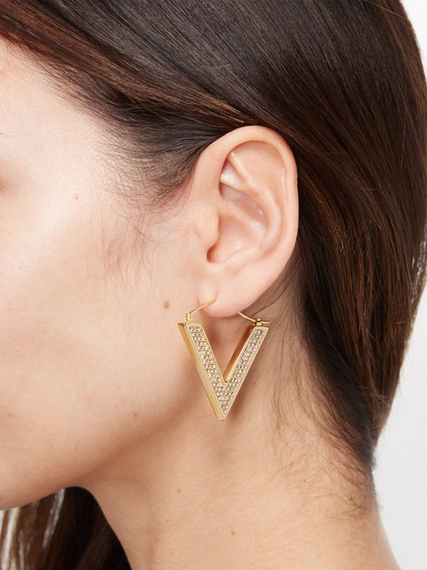 Valentino Garavani V-Gold crystal-embellished earrings