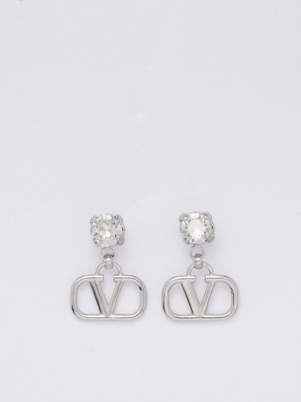 Valentino Garavani V-Logo pendant crystal earrings