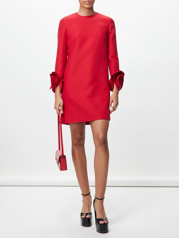 Valentino Garavani Crepe Couture rose-sleeve wool-blend mini dress