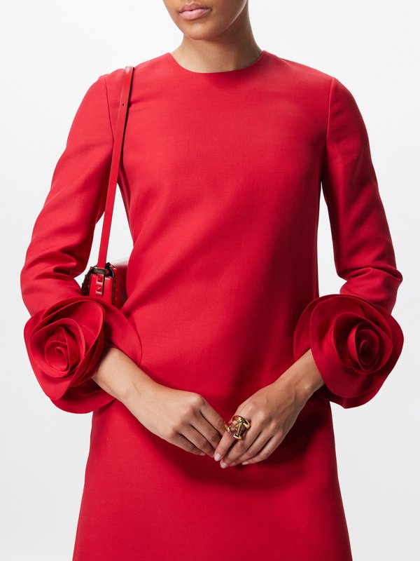 Valentino Garavani Crepe Couture rose-sleeve wool-blend mini dress