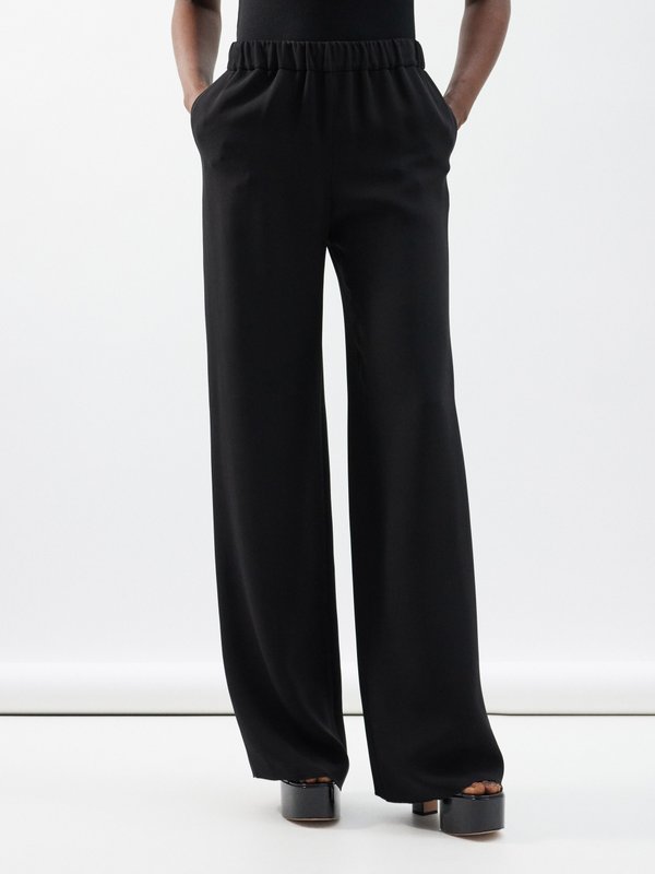 Valentino Garavani Elasticated-waist silk wide-leg trousers