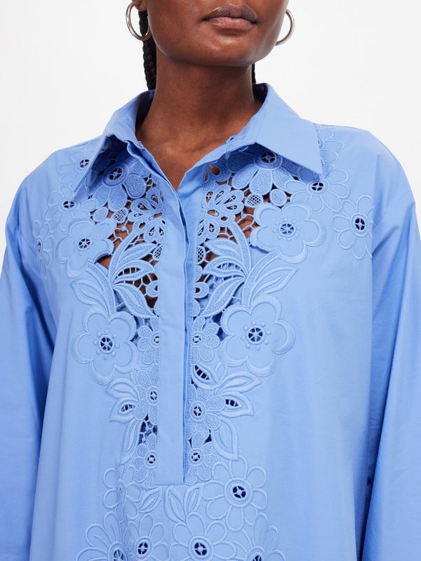 Valentino Garavani Broderie-anglaise cotton-blend poplin shirt dress