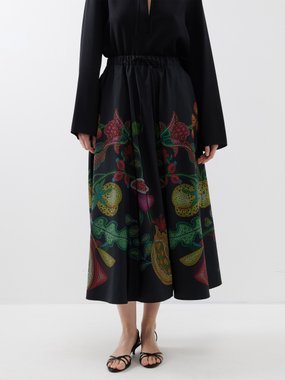 La DoubleJ Fruit-print poplin skirt