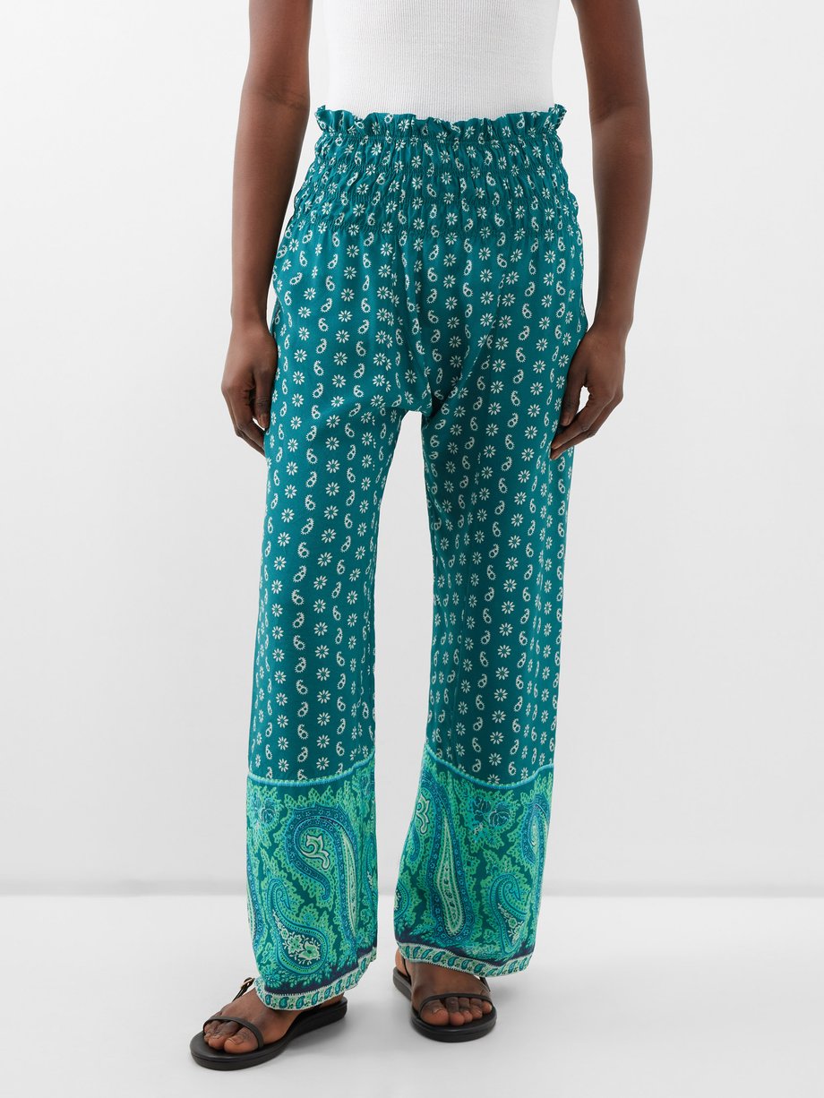 Boteh Elba paisley-print silk-crepe trousers