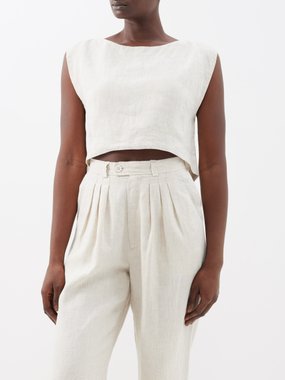 Posse Martina linen cropped top