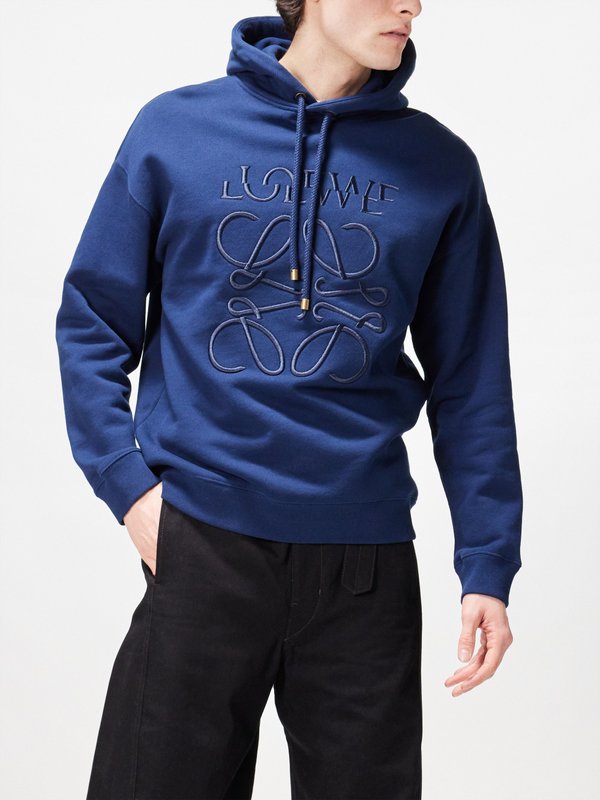 LOEWE Logo-embroidered cotton-jersey hoodie