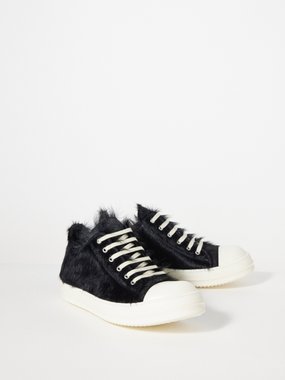 Rick Owens Furry calf hair low-top trainers