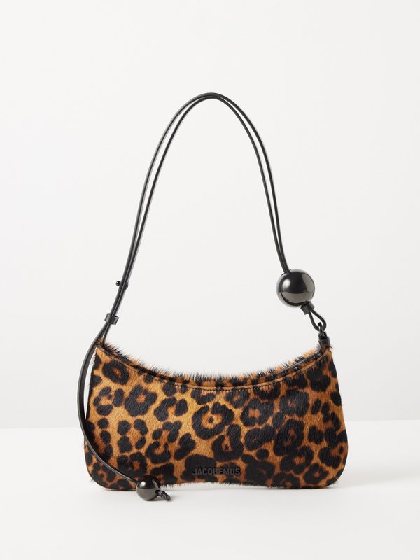 Jacquemus Bisou Perle leopard-print calf hair shoulder bag