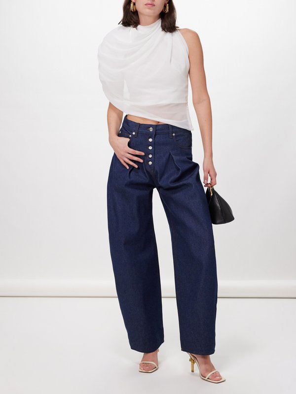 Jacquemus Pleated curved wide-leg jeans