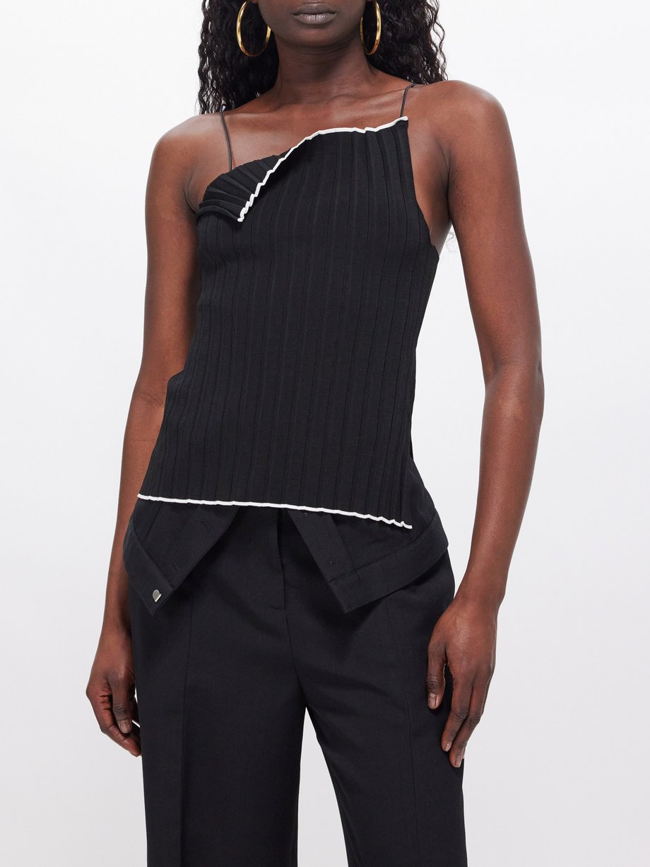 Jacquemus Folded pleated-knit cami top