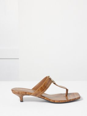 Toteme Buckled crocodile-effect leather sandals