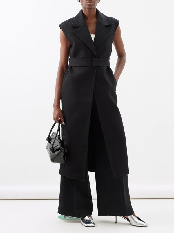 CO Sleeveless cotton-twill belted coat