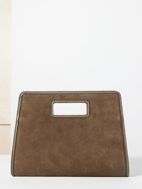 Hunting Season Retro leather-trim suede clutch bag