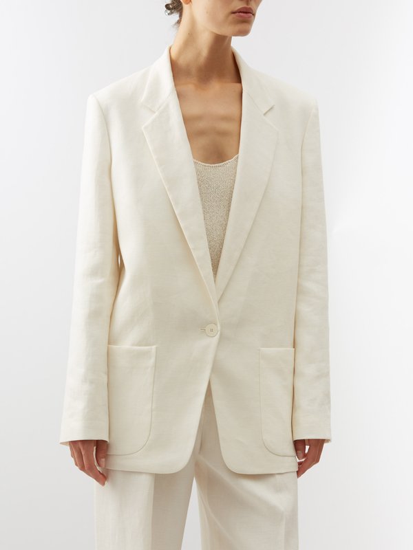 The Row Enza single-breasted linen blazer