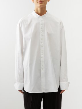 The Row Ridla stand-collar oversized cotton-poplin shirt