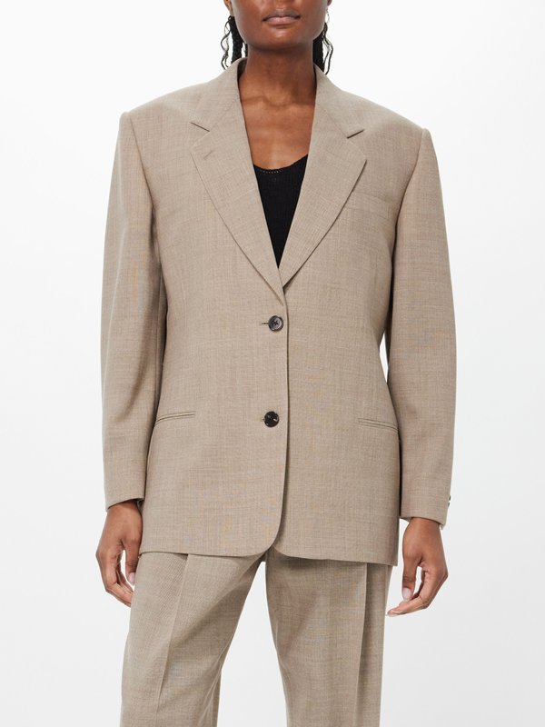 The Row Marina wool Oxford single-breasted tailored jacket