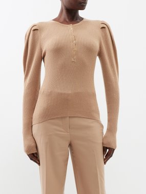 Gabriela Hearst Nessa puffed-sleeve cashmere-blend sweater