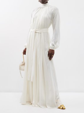 Gabriela Hearst Cedric belted silk-georgette gown