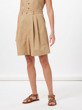 Polo Ralph Lauren Pleated cotton-blend twill culottes
