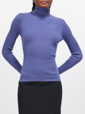 Wolford Roll-neck ribbed-knit wool long-sleeved top