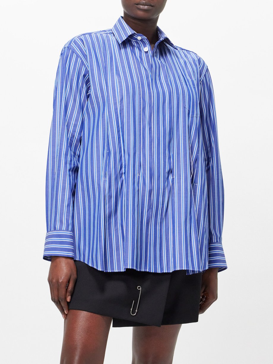 Sacai Striped pintuck poplin shirt