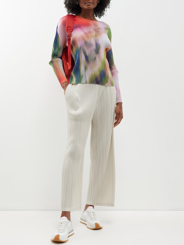 Pleats Please Issey Miyake Technical-pleated wide-leg trousers