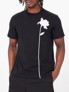 Valentino Garavani Flower-appliquéd cotton-jersey T-shirt